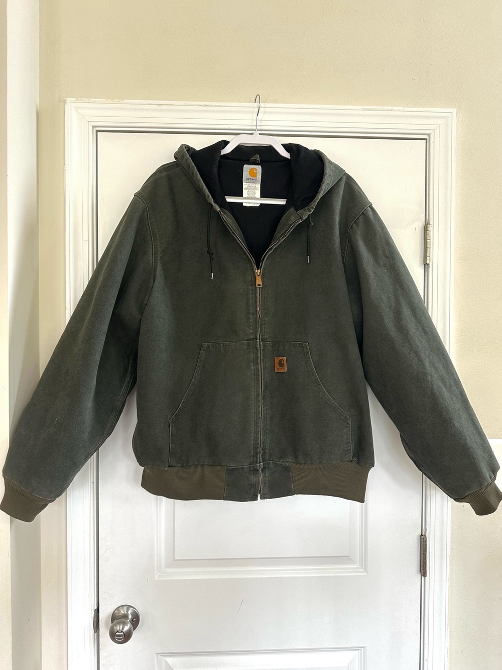 Vintage Carhartt Green Active Canvas Duck Jacket  XL Workwear J25 MOS Thermal 90